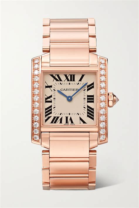 rose gold cartier tank watch women's|cartier 18k gold tank watch.